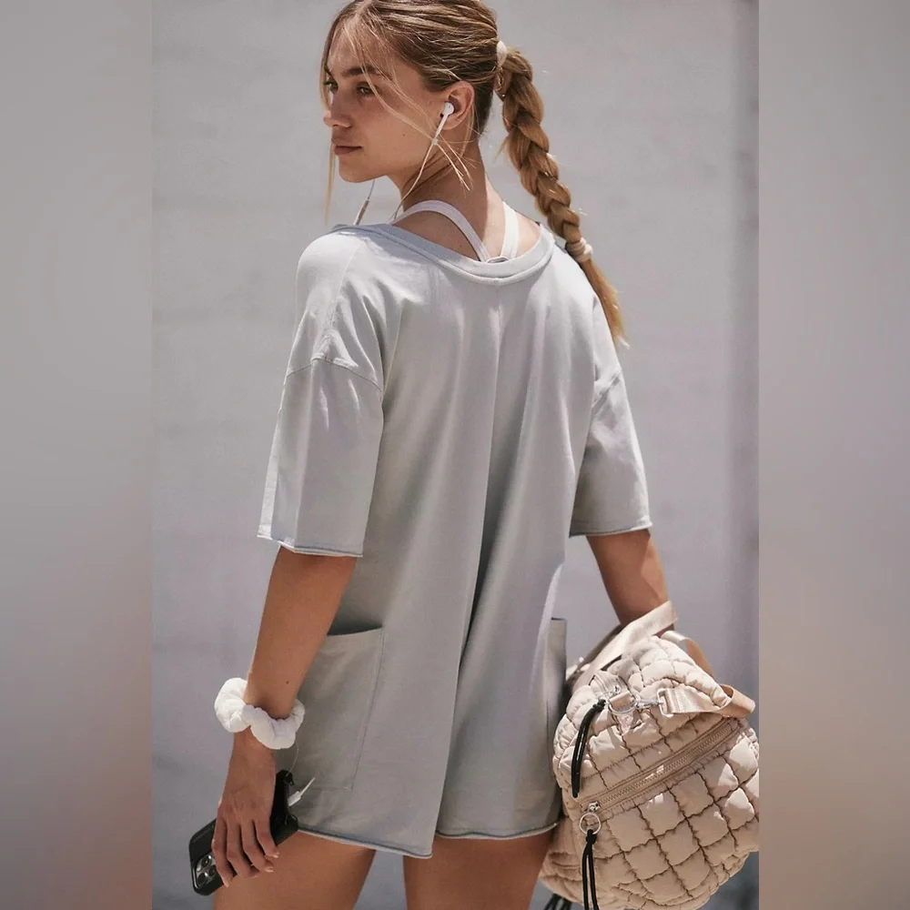 ❌SOLD!❌ NEW! FREE PEOPLE MOVEMENT MEDIUM Hot Shot Tee Romper PINK LEMONADE Short - Picture 12 of 17